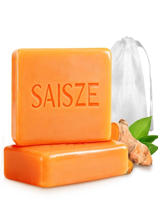 SAISZE Turmeric Soap, Kojic Acid Soap Bar, 4oz x 2 BARS, Dark Spots Remover for Face and Body, Brightening, Hyperpigmentation - Image 1